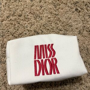Dior Elegant White makeup bag with Red Logo